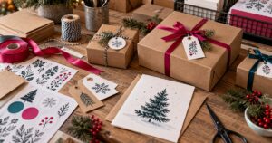 Confezioni regalo di Natale con etichette, tag e biglietti personalizzati
