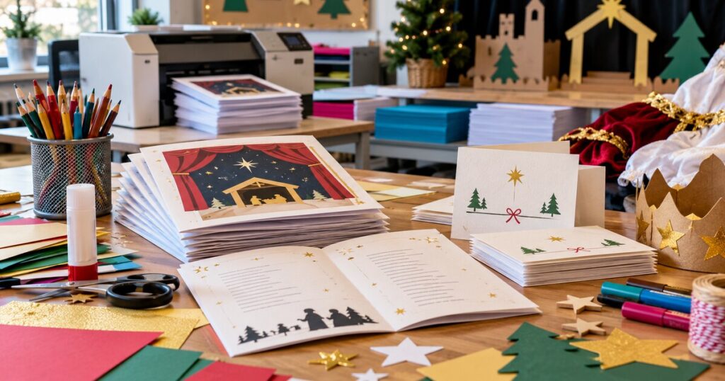 Locandine, programmi e inviti per una recita scolastica di Natale